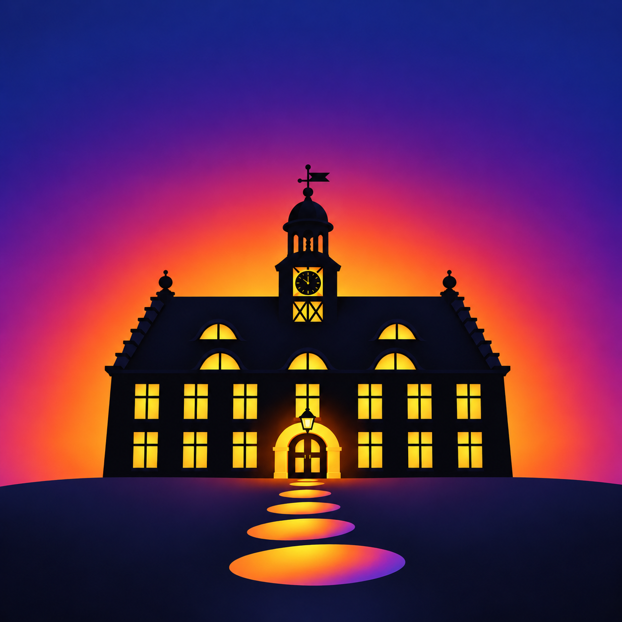 Salzlandmuseum in der Abenddämmerung – Illustration zur Kindermuseumsnacht